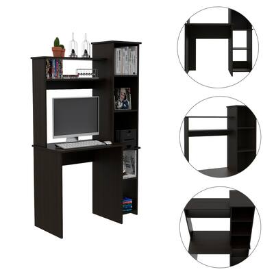 Bookshelf with Built-In Particle Board Writing Desk