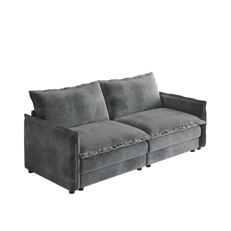 75" Corduroy 2-Seater Sofa Deep Seat with Sofa with 2 Pillow for Living Room