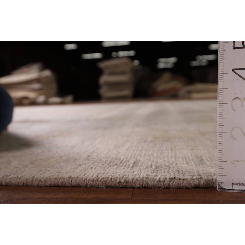 Vegetable Dye Beige Oushak Turkish Rug Hand-Knotted Wool Carpet - 8'1" x 9'8"