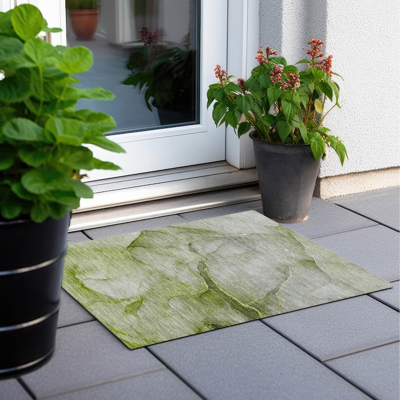 Machine Washable Indoor/ Outdoor Watercolor Chantille Rug