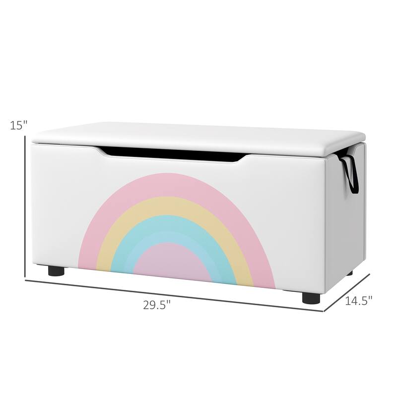 Qaba Toy Box Chest, Lightweight Toy Organizer with Storage, White