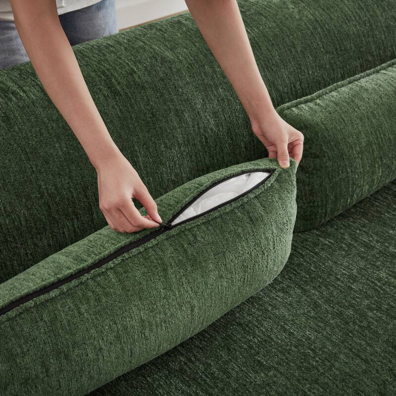 Floor Standing Chenille L-shape Chaise Sectional Sofa with Side Pocket