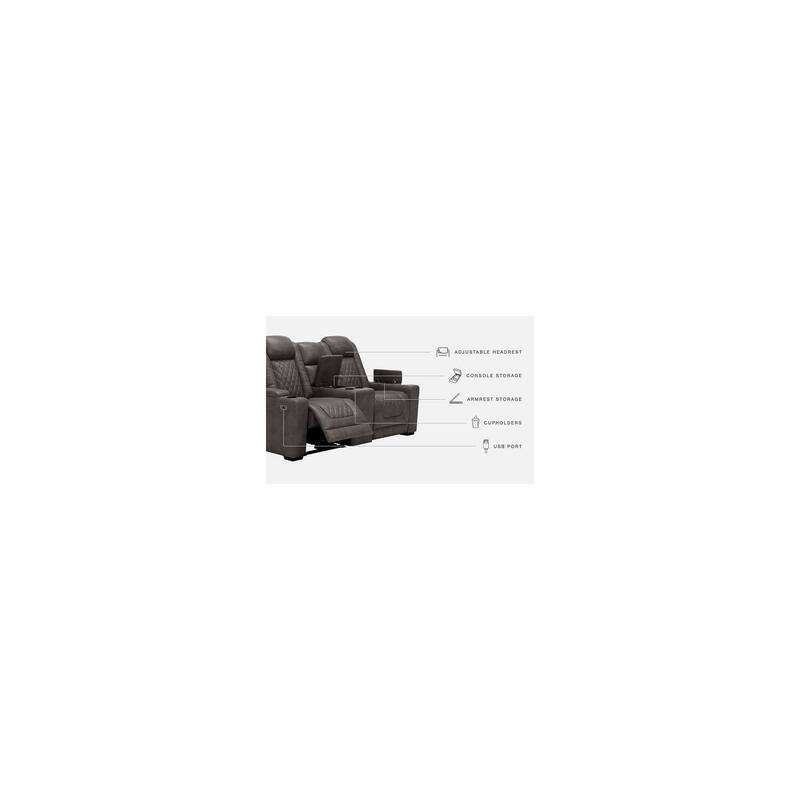Signature Design by Ashley HyllMont Gray Power Reclining Loveseat with Console - 71.75" W x 39" D x 44" H