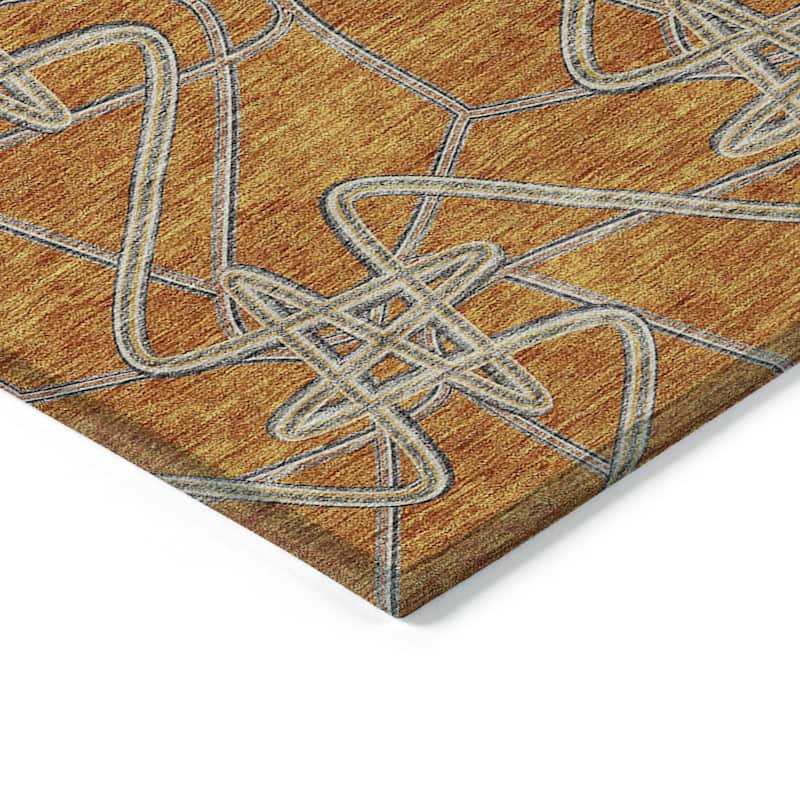 Machine Washable Indoor/ Outdoor Contemporary Links Chantille Rug