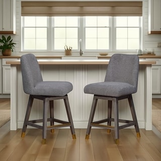 Amalie Upholstered Bar Stool, Swivel Counter Height Stool with Solid Wood Frame