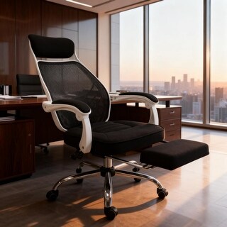 Retractable Chair Computer High Back Mesh Office Chair Swivel Reclining Computer Desk Chair ...