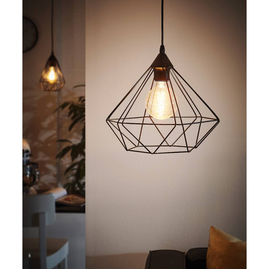 Eglo Tarbes 13-inch Matte Black Cage Pendant