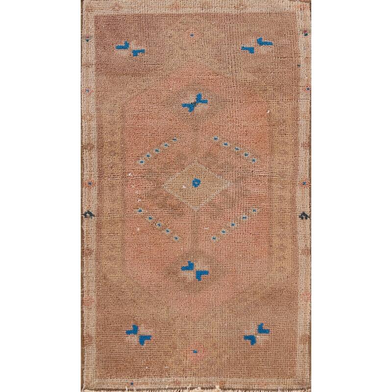 Hand Knotted Oriental 100% Wool Carpet Transitional Medallion Coral Anatolian Runner Rug - 2' 9'' X 1' 4''