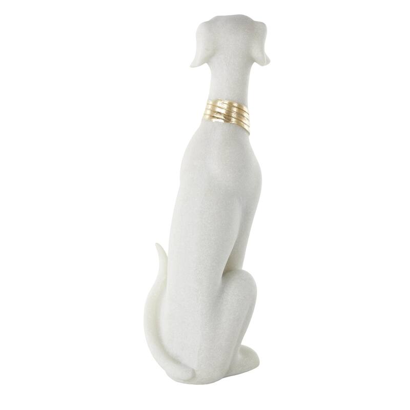 Polystone Dog Sitting Decorative Sculpture with Gold Collar - Cream - Roche River Decor