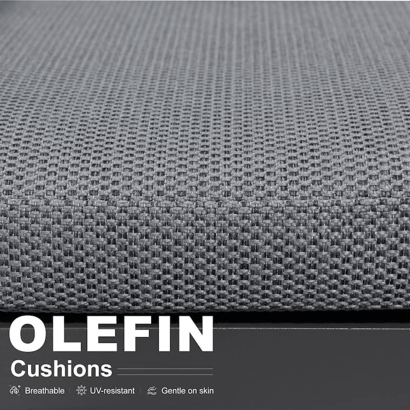 PURPLE LEAF Sanori Patio Dining Set Modern Large Weather-Resistant Table and Aluminum Chairs