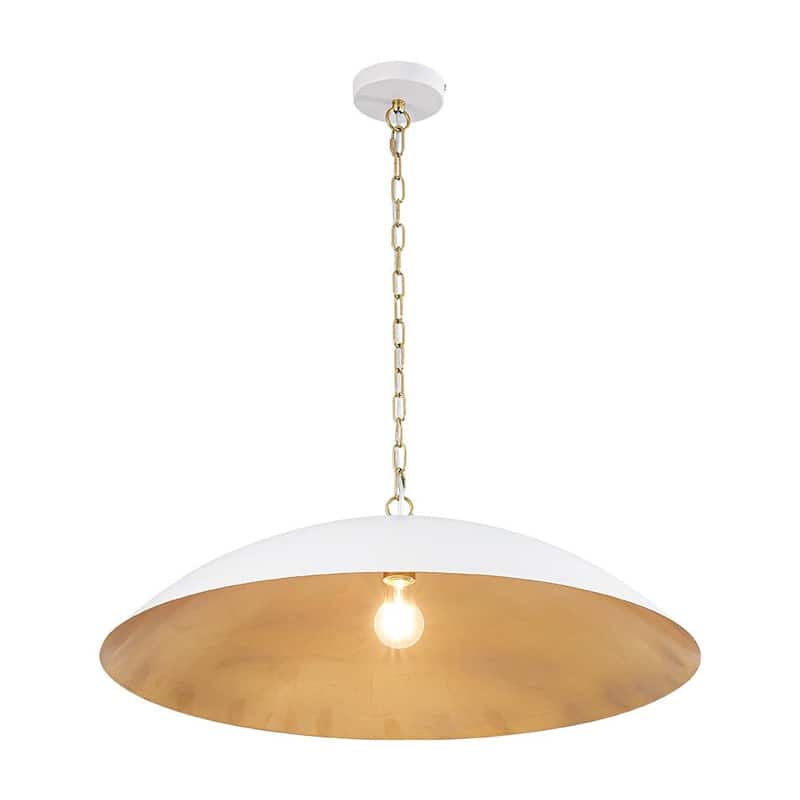 1-Light Black Gold Oversized Metal Dome Pendant Light - 27in