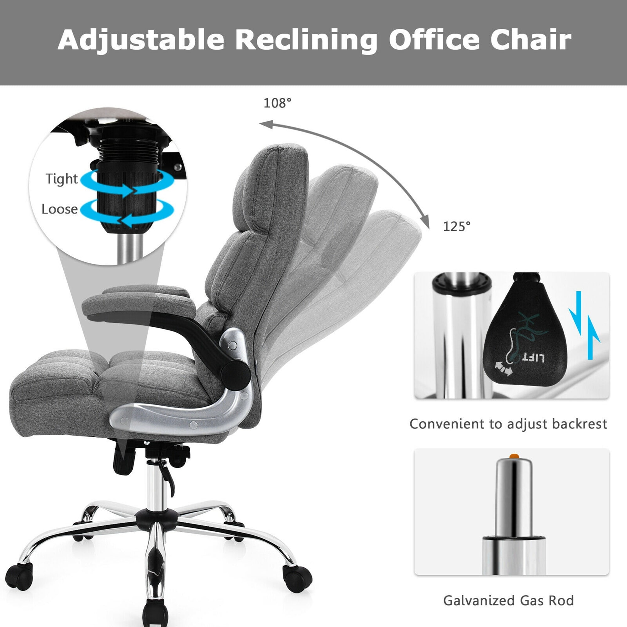 Gymax Mesh Office Chair Swivel Computer Desk Chair w/Foldable Backrest &  Flip-Up Arms
