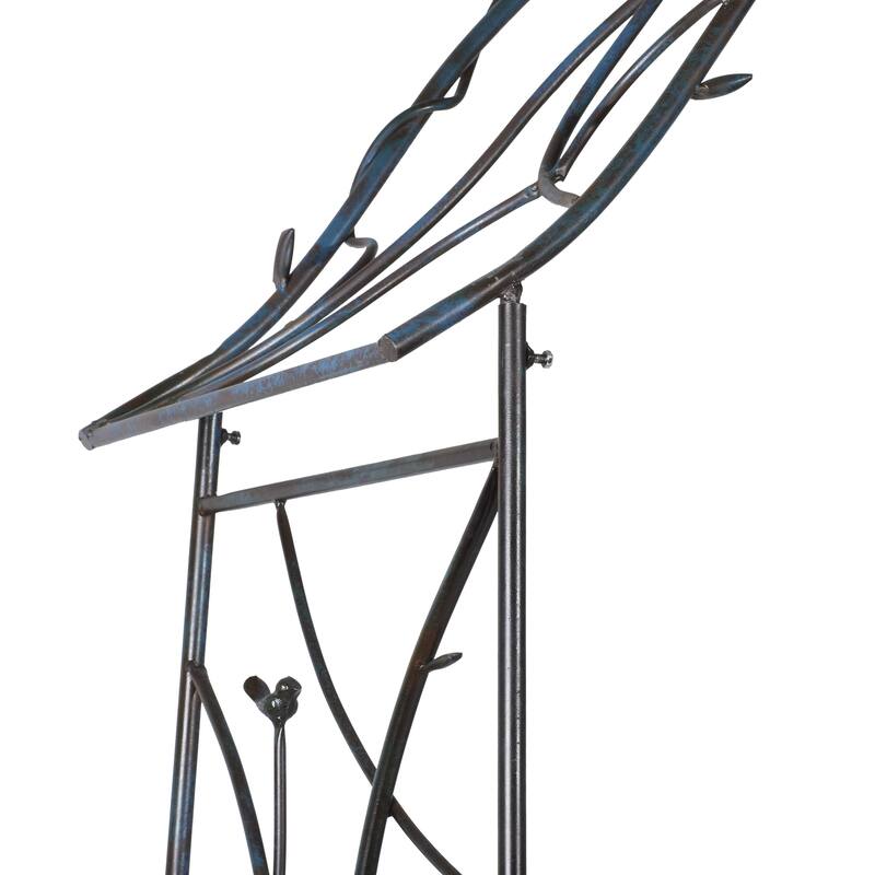 Metal Bird Indoor Outdoor Arched Garden Arbor with Sculpted Branches - Black - Roche River Decor