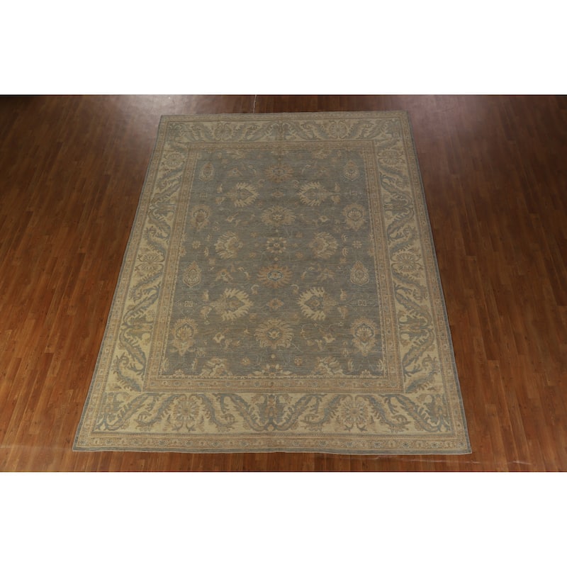 Hand Knotted Oriental 100% Wool Carpet Transitional All-Over Greys & Charcoal Oushak Area Rug - 12' 1'' X 9' 3''