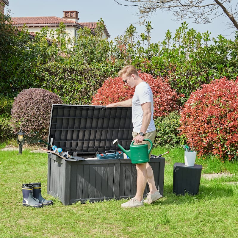 90-230 Gallons Large Resin Water Resistant Lockable Deck Box