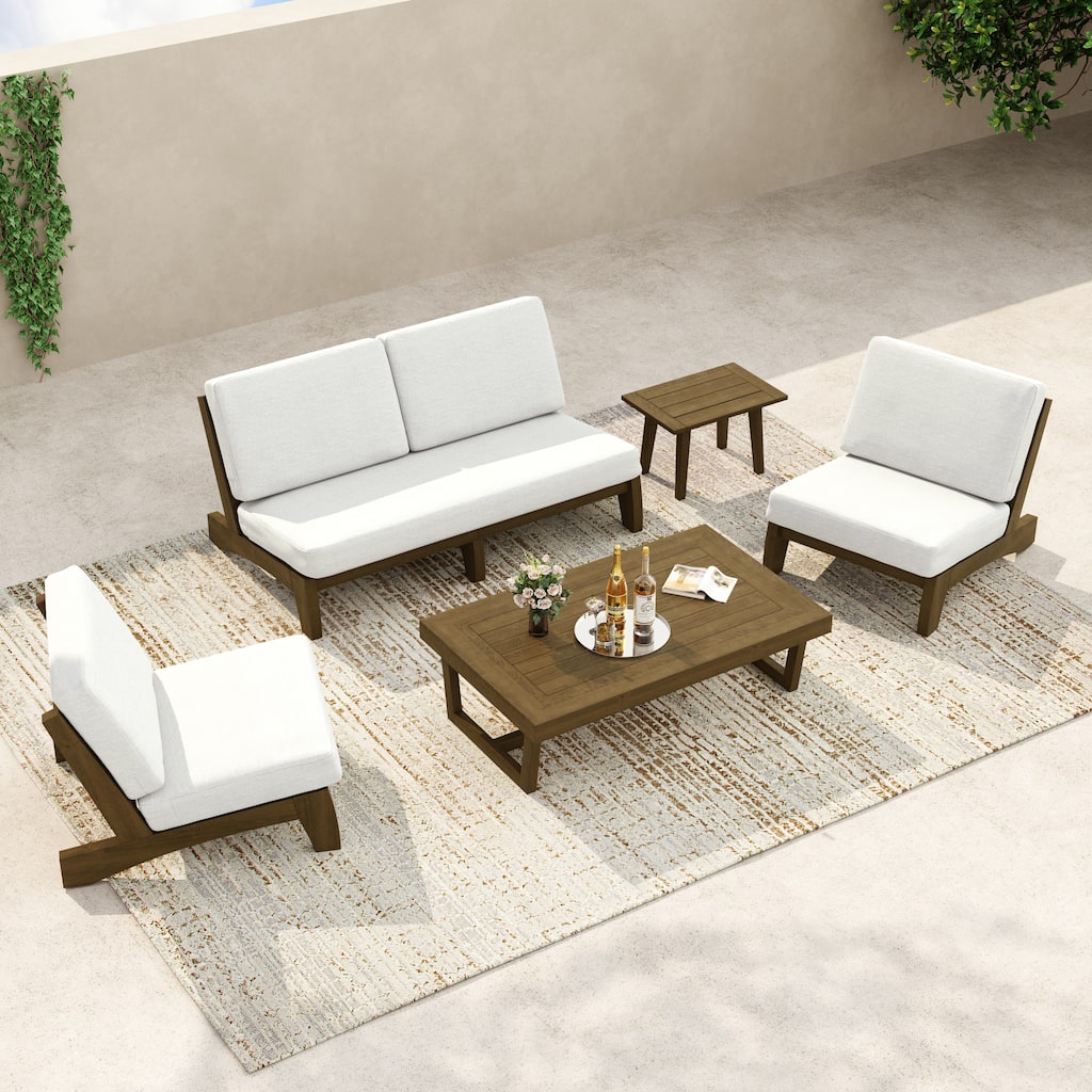 6-Piece Outdoor Patio Set with 3-Seat Sofa, 2 Club Chairs, Coffee & Side Table