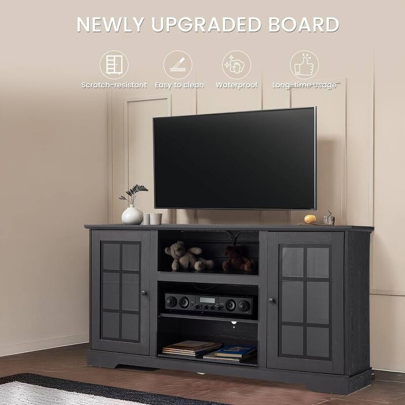 EROMMY 65 Inch TV Stand, Modern Entertainment Center with LED Lights & Storage. - 65inch.