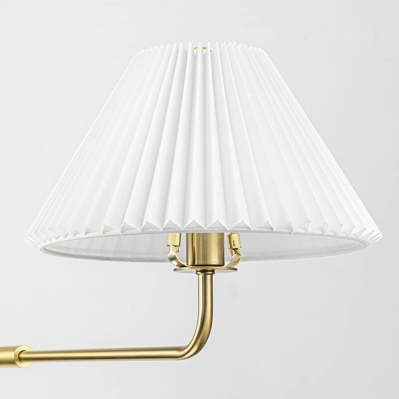 2-Light Modern Gold & Black Linear Pleated Fabric Pendant Kitchen Island Light