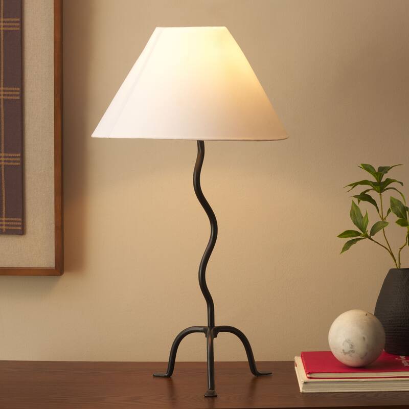 SAFAVIEH Lighting Chey Table Lamp 25-Inch Metal Base Design - 14"W x 14"D x 25"H - Black