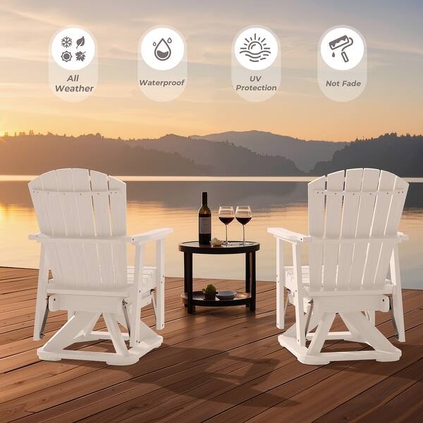 dimension image slide 5 of 6, Set of 2 HDPE Adirondack Swivel Gliders, Outdoor Patio Chair Set