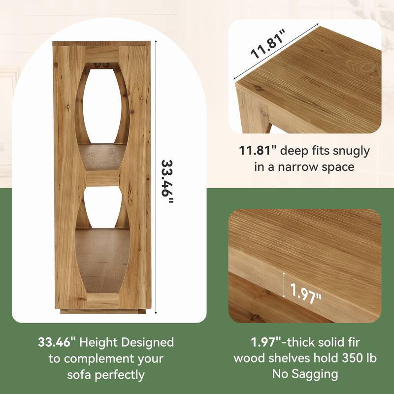 63" Solid Wood Console Table with 3-Tier Storage for Entryway Hallway