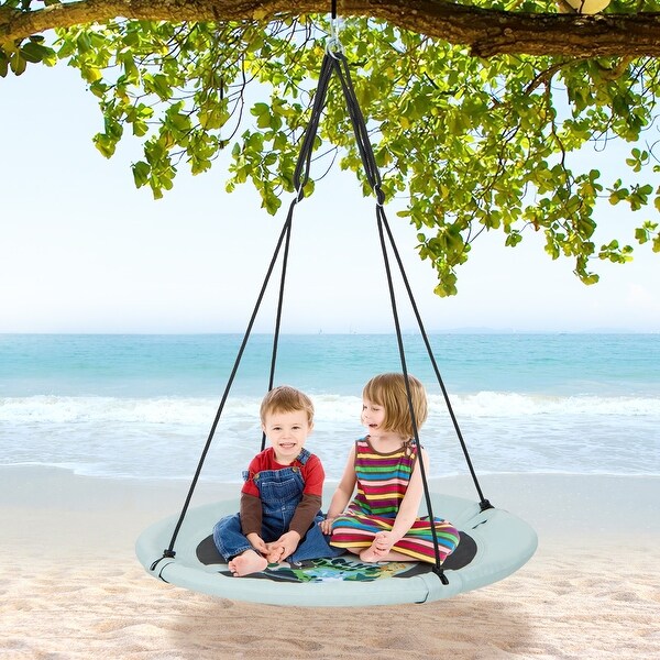 40 Inches Saucer Tree Swing with Adjustable Hanging Ropes and 900D