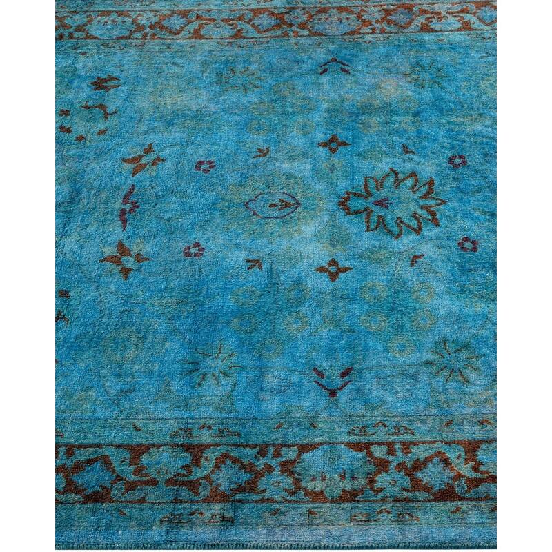 Overton Hand Knotted Wool Vintage Inspired Modern Contemporary Overdyed Blue Area Rug - 3' 2" x 5' 2"