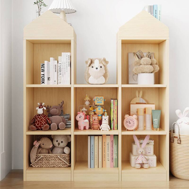 8-Cubby Kids Bookshelf Wooden Storage Cabinet for Boys Girls