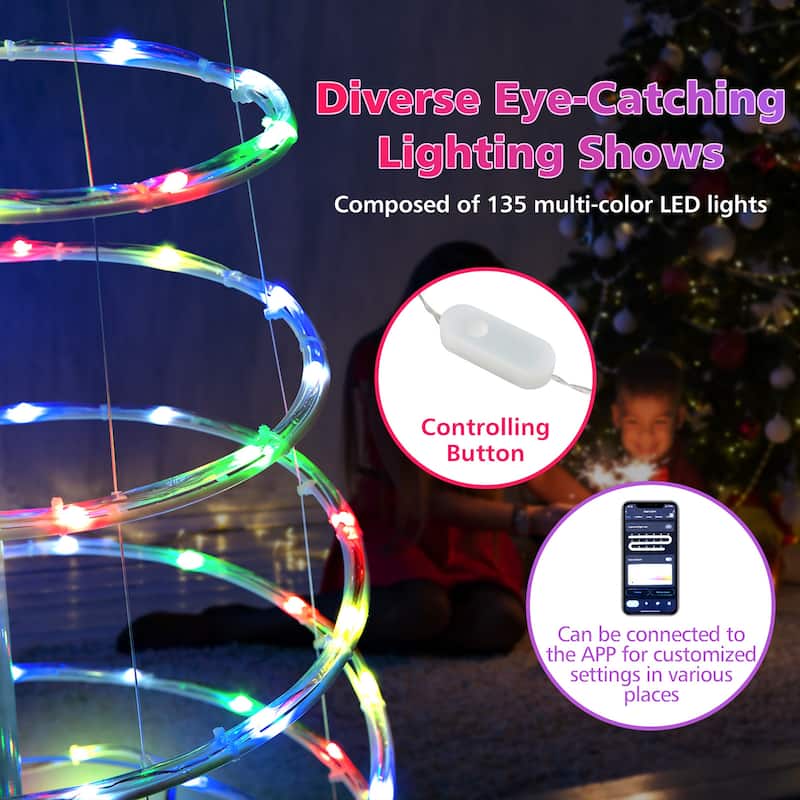 Gymax 6FT Retractable Spiral Christmas Tree Smart Decor Tree w/ 135