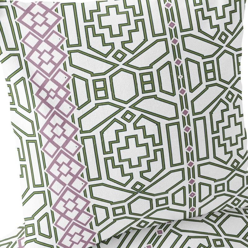 HomeRoots Set of Two 16" X 16" Green and White Blown Seam Geometric Indoor Outdoor Throw Pillow - 16.00' X '16.00' X '5.00