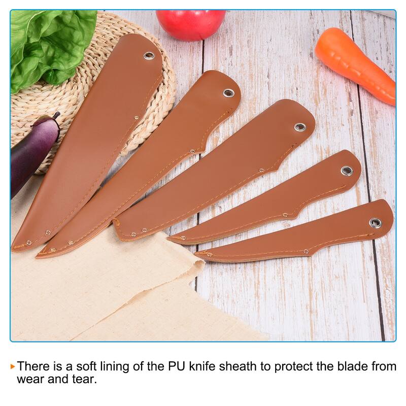 PU Leather Chef Knife Sheath, Knife Cover Sleeves for Kitchen, Brown