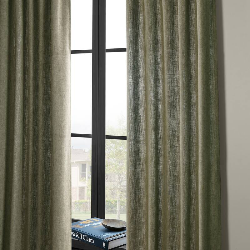 Exclusive Fabrics Simply Faux Linen Curtains (2 Panel) Light Filtering Curtains For Bedroom & Living Room Curtains