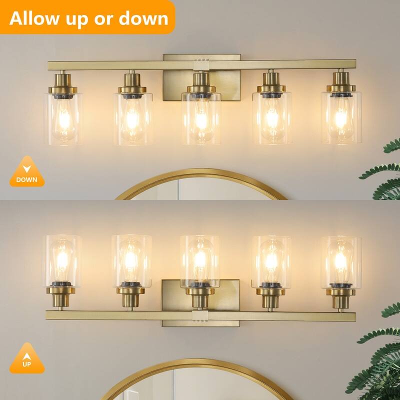 Bathroom Vanity Light With Clear Glass Shades For Vanity Mirror, Bathroom, Or Hallway