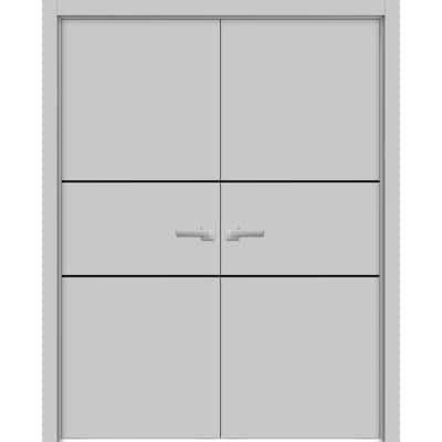Solid French Double Doors 36 x 80 Planum 0014 Grey Ash with
