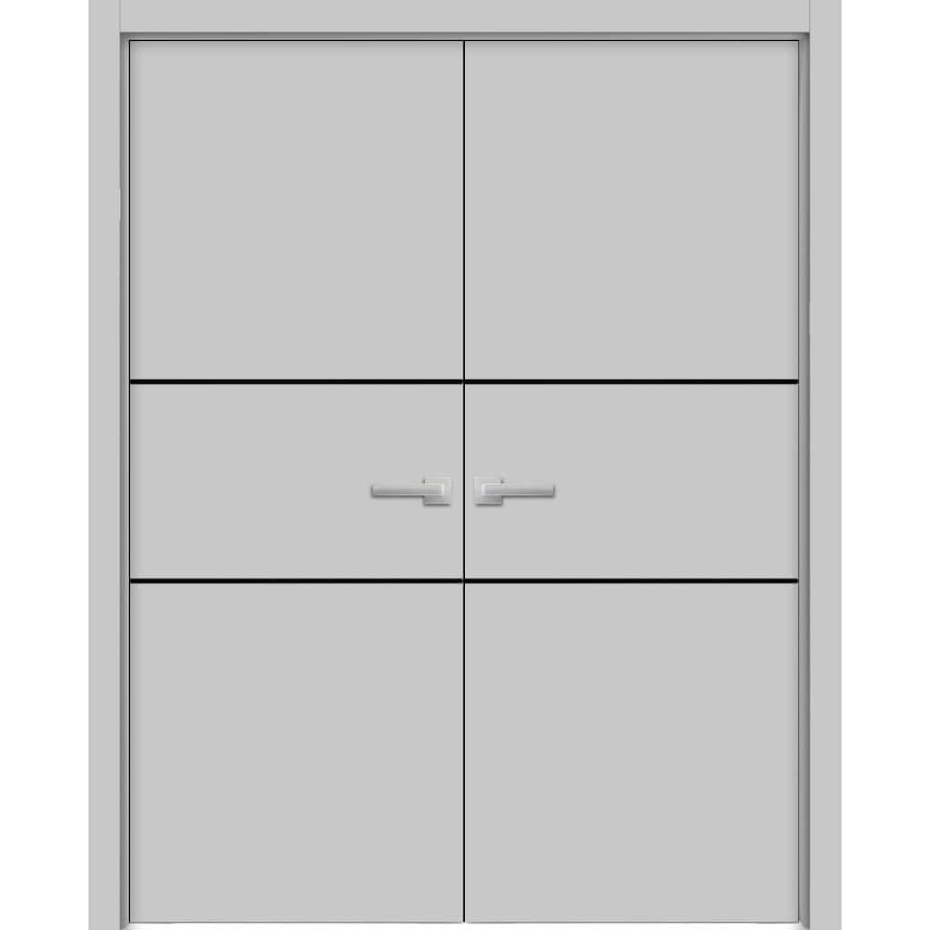Solid French Double Doors 36 x 80 Planum 0014 Grey Ash with