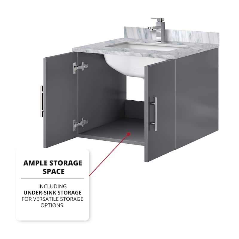 Geneva Bath Vanity Carrara Marble Top, Sink and Faucet