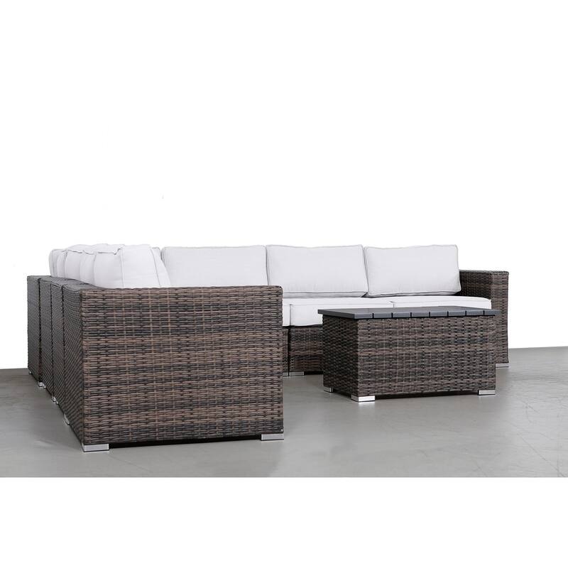 LSI 8 Piece Rattan Sectional Seating Group with Cushions