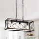 preview thumbnail 4 of 48, Acroma 3 - Light Linear Modern Farmhouse Rectangle Chandelier - N/A Weathered Walnut
