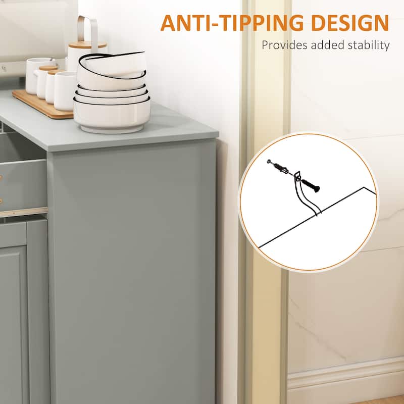 HOMCOM Sideboard Buffet Cabinet, Modern Kitchen Cabinet with 2 Drawers and Adjustable Shelves, Coffee Bar Cabinet, Gray