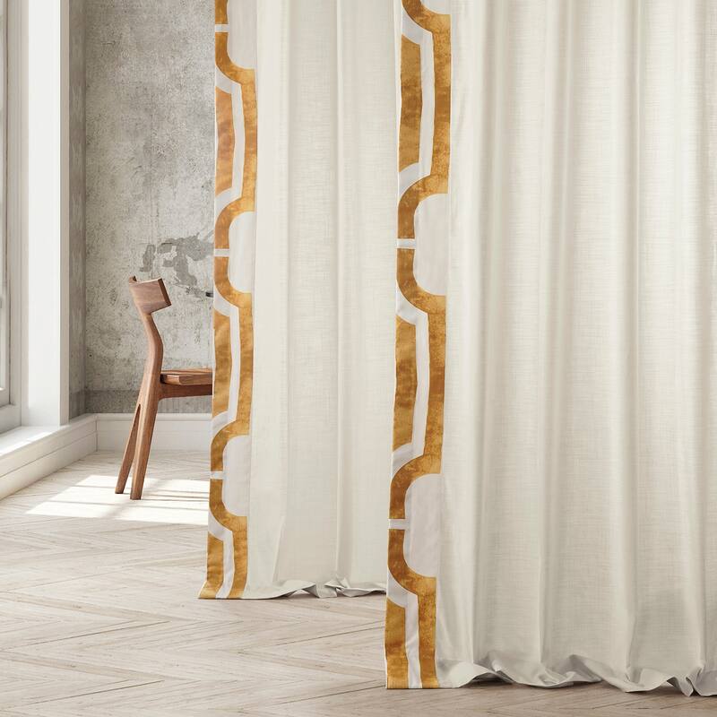 Exclusive Fabrics Mecca Modern Geometric Bordered Textured Cotton Light