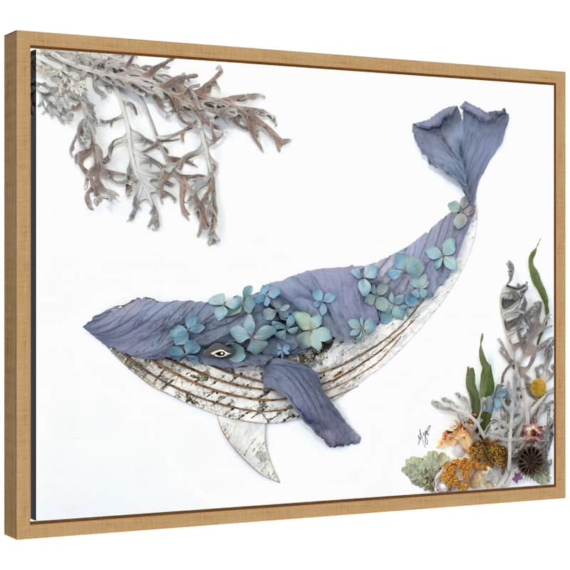 Kate and Laurel Whale by Madeline Jeppesen Framed Canvas Wall Art Print - 24 x 18