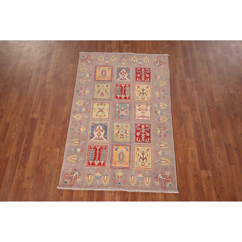 Garden Design Kazak Oriental Accent Rug Hand-Knotted Wool Carpet - 3'2" x 4'11"