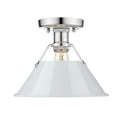 Orwell 1-Light Flush Mount in Chrome with Dusky Blue - Silver