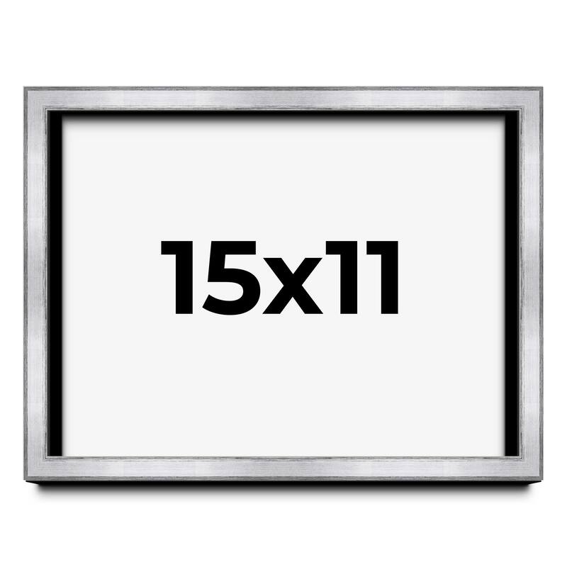 15x11 Shadow Box Frame Silver | 1.375 Inches Deep Real Wood