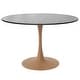 preview thumbnail 1 of 11, Bristol 40" Round Dining Table - Sintered Stone Top with Natural Wood Steel Pedestal Base - Modern Table for Kitchen & Dining