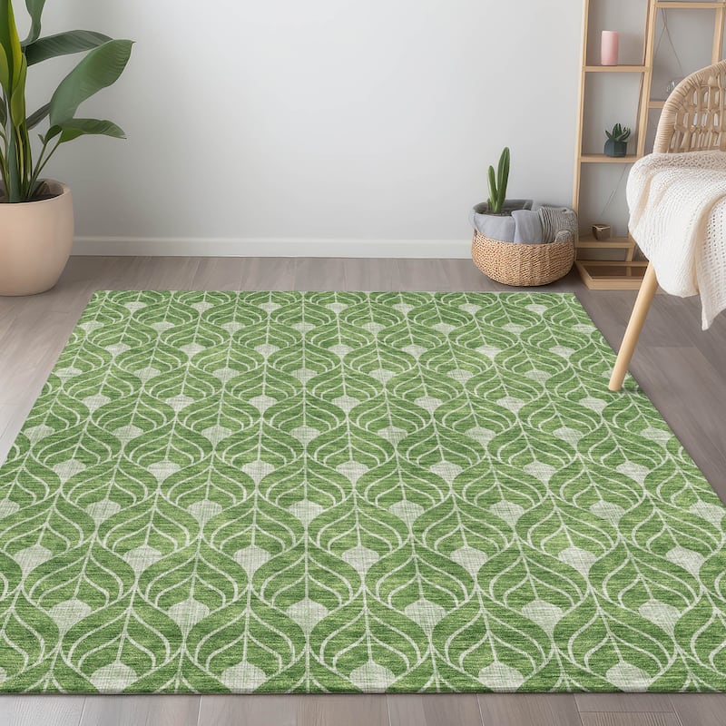 Machine Washable Indoor/ Outdoor Chantille Geo Teardrop Rug