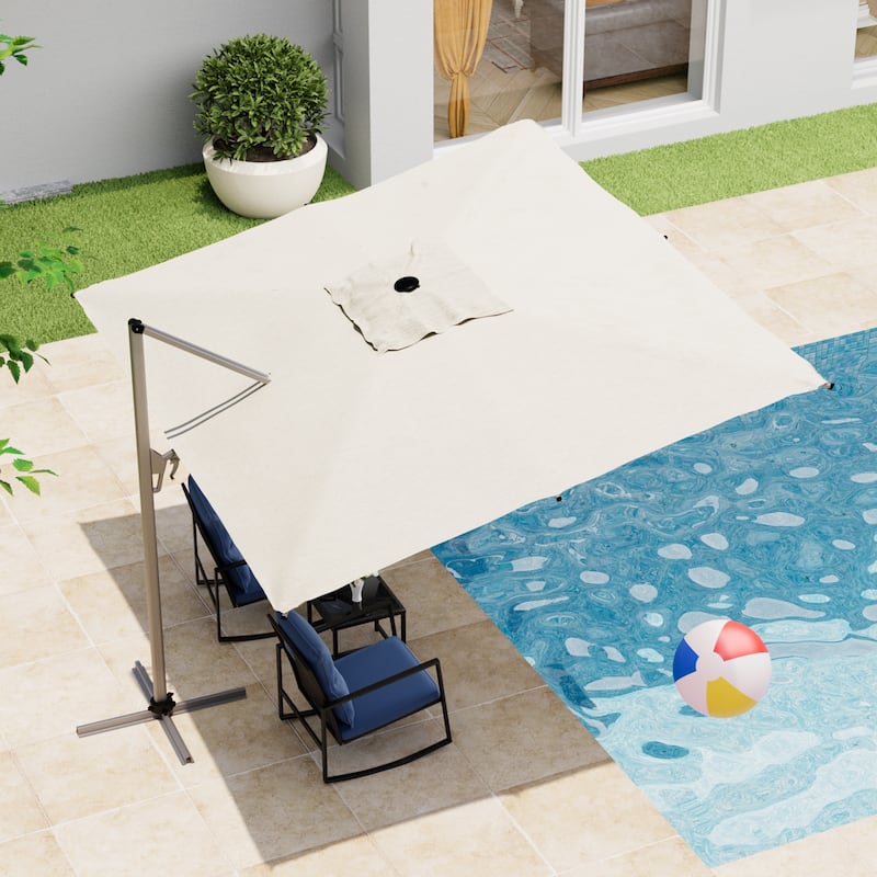 10 x 13 ft Aluminum Crank-lift Cantilever Patio Umbrella