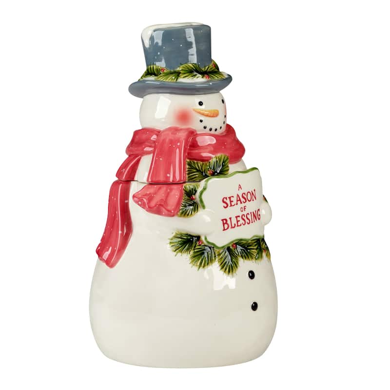 Certified International Snowman Greetings 3-D Cookie Jar - 6.875" x 6.875" x 11.625"