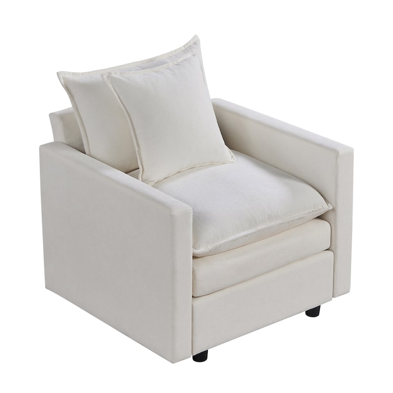 White 33.07" Upholstered Arm Chair