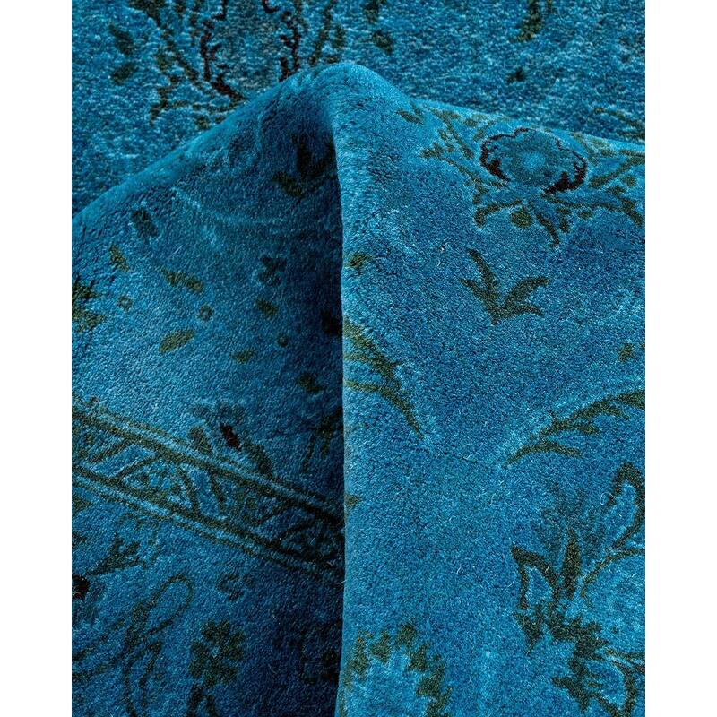 Fine Vibrance, One-of-a-Kind Hand-Knotted Runner Rug - Blue, 2' 6" x 10' 3" - 2' 6" x 10' 3"